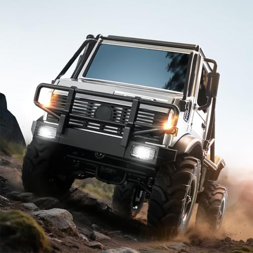 1/18 Semi-Truck RC Crawler MN-333, 4WD Alloy 4x4 RC Car, Portal Axles, 2-Speed Transmission, Full LED Lights for Hobbyists(Green) - color: Green