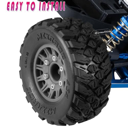 RC 12mm/14mm Hex RC Wheels and Tires for 1/10 Slash 2WD 4×4 4wd,Senton Axia1 Red cat Rc 4wd,Rc Truck Tires Snow Tires Desert Tires,4PCS,Black - color: Black(4pcsw)