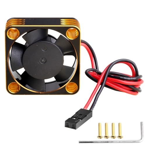 30mm RC Car Motor Cooling Fan Heatsink 28000RPM Brushless ESC Cooling Fan for RC Car Truck Buggy 1/8 1/10 540 550 Motors (Black-Gold) - color: Black-Gold