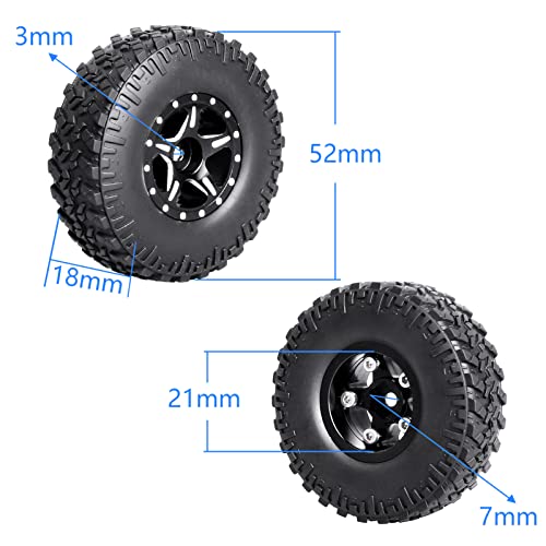 Hobbypark 4pcs 1.0 Beadlock Wheels and Tires Metal Micro Crawler Tires with Brass Wheel Weights Extended Wheel Hubs for 1/24 RC Crawler Car Axial SCX24 Gladiator Bronco C10 Deadbolt Upgrades (Type A) - style: Type A