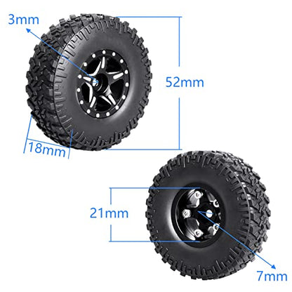 Hobbypark 4pcs 1.0 Beadlock Wheels and Tires Metal Micro Crawler Tires with Brass Wheel Weights Extended Wheel Hubs for 1/24 RC Crawler Car Axial SCX24 Gladiator Bronco C10 Deadbolt Upgrades (Type A) - style: Type A