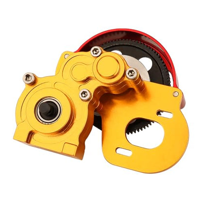 Metal Forward Transmission Assembled Gearbox with Steel Gear Set Compatible with Axial SCX10 & SCX10 II 90046 90047 1/10 RC Crawler Upgrade Parts,Half Open Shell (red-Gold) - color: Red-gold