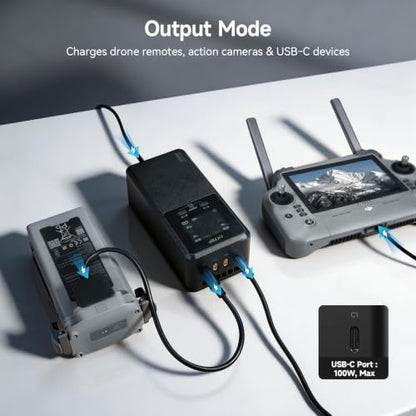LKTOP Matrice 4T/4E 300W Parallel Charging Hub for DJI Matrice 4 Series | Fast Multi Battery Charging Station, Charges 3 Batteries in 72min, 1.5" LCD, 4 Smart Modes, 100W USB-C PD, Drone Accessory