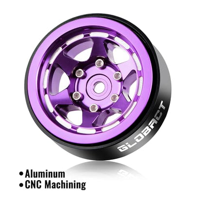 GLOBACT 1.3" Beadlock Wheels for SCX24 AX24 TRX4M 1/18 1/24 (Purple) - color: Purple