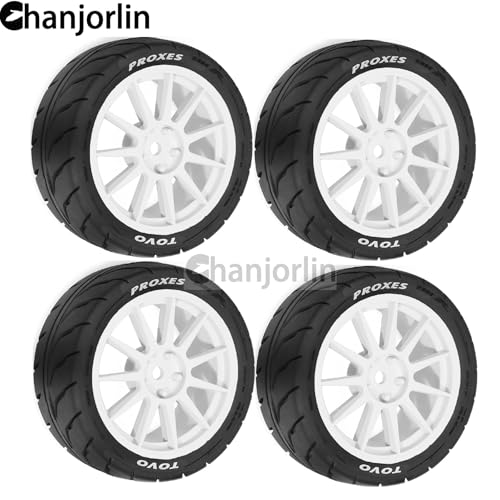 1/10 RC On Road Racing Tires and Wheels 12mm Hex OD 2.72'' RC Rally Street Tyres for 1:10 Scale Touring Drift Car Tamiya TT01 TT02 XV01 TA06 A959 PTG2 HPI KYOSHO HSP Traxxas 4PCS (White) - color: White