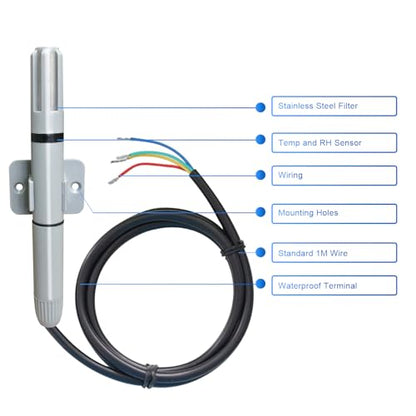 Tzone RS485 Temperature Sensor Modbus RTU Temp Humidity Transmitter Analog | Industrial rs485 temperature probe,for Farm Greenhouse HVAC Air Environment PLC Room,THT02 modbus temp sensor(-40℃ to 125℃) - style: THT02 RS485 Output