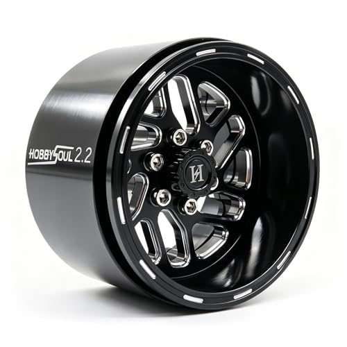 2.2 Beadlock Wheels 4-Pack For 1/10 RC Crawler SCX10 TRX4 Capra | -11mm negative offset,40mm wide aluminum wheel black color rims with 12mm hex hub,for 1/10 RC crawler vehicles Upgrades - color: Black