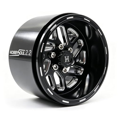 2.2 Beadlock Wheels 4-Pack For 1/10 RC Crawler SCX10 TRX4 Capra | -11mm negative offset,40mm wide aluminum wheel black color rims with 12mm hex hub,for 1/10 RC crawler vehicles Upgrades - color: Black