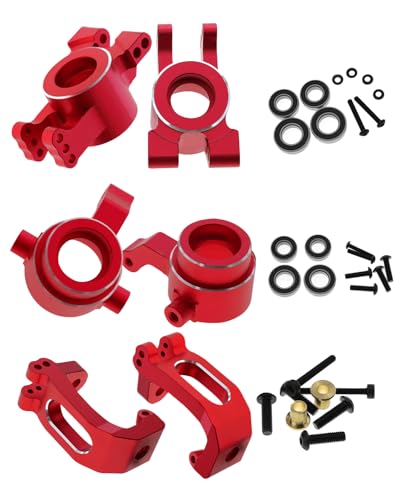 Upgrades Part for 1/8 Sledge 4WD, Alloy Caster Block & Steering Blocks & Rear Stub Axle Carriers Hops up for Sledge 4WD Monster Truck #95076-4,Replace #9537,#9532,#9552,Red - color: Red - 6pcs