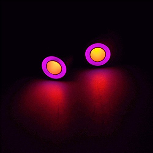 QUE-T 2Leds Angel Eyes & Demon Eyes LED Headlight Back Light for 1/10 RC Model Crawler Cars (Purple + Yellow, 13MM) - color: Purple + Yellow, size: 13MM