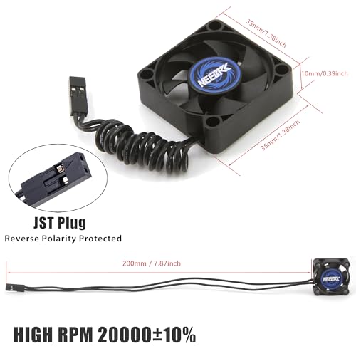 Motor Cooling Fan Dual Ball Bearings, Heatsink High Speed, 35x35x10mm for 1/10 1/8 Brushless Motor RC Car Part 36 42 Series 3660 3650 3670 540 550