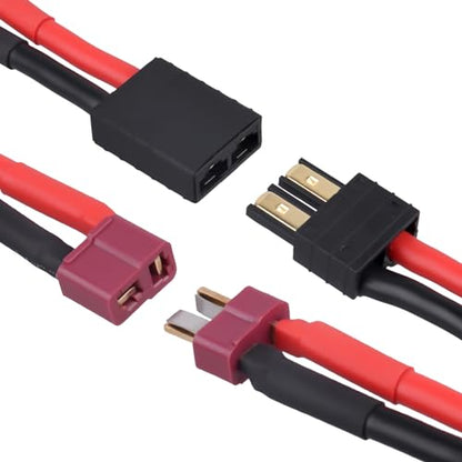 3pcs RC Lipo Battery Charger Conversion Cable Adapter for Traxxas Slash Rustler to T Plugs Deans with 12AWG Silicone Wire