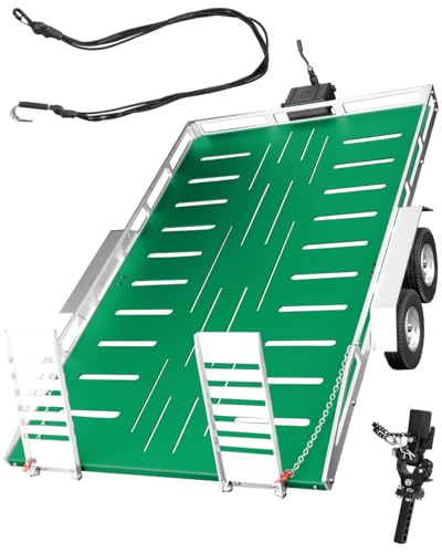 Aluminum RC Trailer for 1/10 1/8 RC Crawler TRX4 TRX6 Redca t Scout II Gen8 Tamiya Scx10 II D90 Wraith,RC Heavy Duty Truck and RC Rock Cars Trailer with RC Trailer Hook Coupler,Green - color: Green - (Aluminum Rc Trailer)