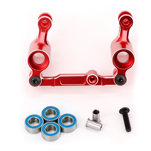Aluminum Alloy Bellcrank Assembly with Drag Link Upgraded Parts for 1/16 Mini Maxx/Mini XRT,Replace#10743 (Red) - color: Red