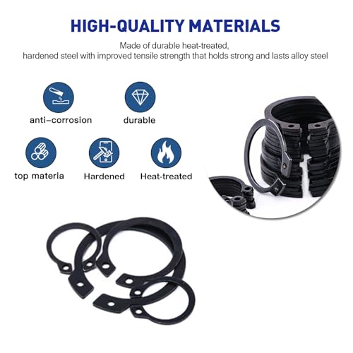 Boatsea 300Pcs C-Clip Circlip External Circlip Snap Retaining Clip Rings Assortment Kit, Alloy Steel Snap Ring Shop Assortment Set, 18 Sizes External Retaining Rings of 1/8"-1-1/4" - size: C-Clip 300PCS