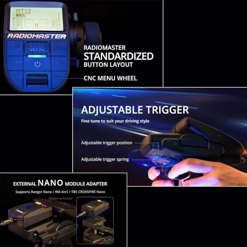 HTLNUZD Radiomaster MT12 Edgetx Open-Source Radio Controller | 2.4G 4in1 Multi-Protocol | for RC Cars, Boats & Surface Vehicles | Upgraded Version
