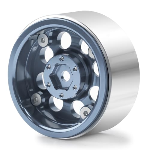 1.3" Beadlock Wheel Rims for SCX24 TRX4M Upgrade 1/24 1/18 RC Crawler Car (Titanium) - color: Titanium