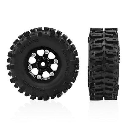 0.7 Inch RC Crawler Tires and Wheels Set 40×16mm for 1/30 Scale Axial SCX30 (Black) - color: Black