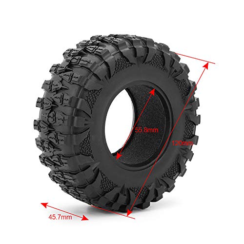 2.2" 120mm RC Rubber Wheel Tires for 1/10th RC Crawler Car | with 4PCS Foam Insert