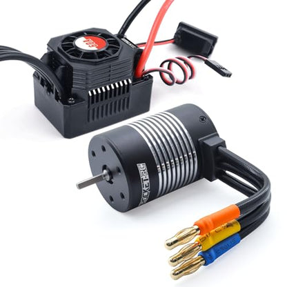 SurpassHobby Waterproof K3650 2050KV Brushless Motor 3.175mm Shaft with 60A Brushless ESC Electric Speed Controller Combo Set for 1/10 Remote Control Car Truck - size: 2050kv