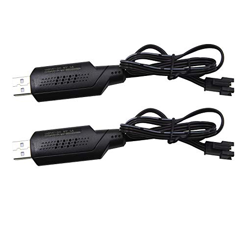Blomiky 2 Pack 7.4V SM-3P Plug Charger Cable for 7.4V 2S 600mAh 900mAh 1200mAh 1300mAh 1500mAh Li-ion Battery/SM-3P USB 2