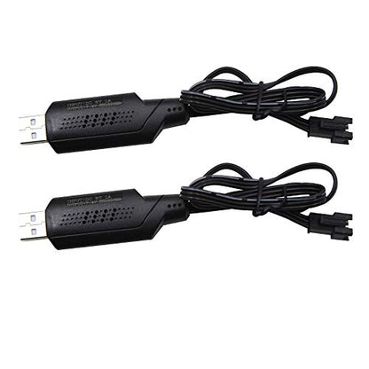 Blomiky 2 Pack 7.4V SM-3P Plug Charger Cable for 7.4V 2S 600mAh 900mAh 1200mAh 1300mAh 1500mAh Li-ion Battery/SM-3P USB 2