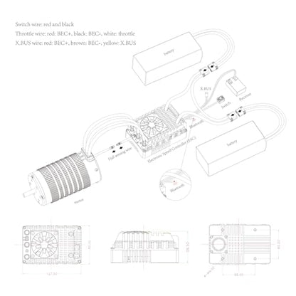 XC E3H Sensored Electric Brushless Motor Controller for RC Car, 6-16S Lipo,300A Continuous Current,10-25A、6.0/7.4/8.4V BEC,Applicable to 1/5,Support Turbo Timing and APP Control - size: E3H
