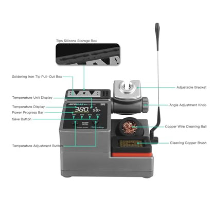 A9PRO Soldering Station 120W Handle Control Temperature 212°F-842°F Solder Station Soldering Iron with C210 Handle and 3 Soldering Tips