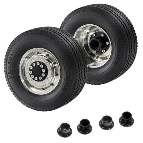 1/14 RC Front and Rear Tractor Truck Tires Steel Alloy Wheels (Front) - color: Front