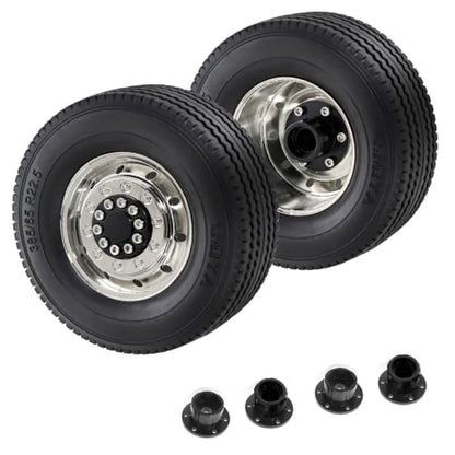 1/14 RC Front and Rear Tractor Truck Tires Steel Alloy Wheels (Front) - color: Front