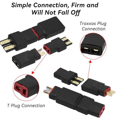 Deans T Plug Connector to Traxxas Battery Adapter Male Female - 6 PCS RC Battery Connector Adapter No Wires for RC Car Lipo NiMH Batteries Connectors Airplane Truck Boat Quadcopter