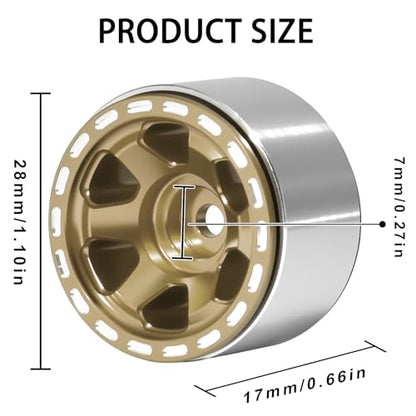 1.0 Beadlock Wheel Rim Set Aluminum Alloy RC Upgrade Part For Traxxas 1/18 TRX4M 1/24 Axial SCX24 FMS FCX24 Gladiator Bronco C10 JLU Deadbolt B17 RC Crawlers Upgrade Off-road(4Pcs/set) - color: Brown
