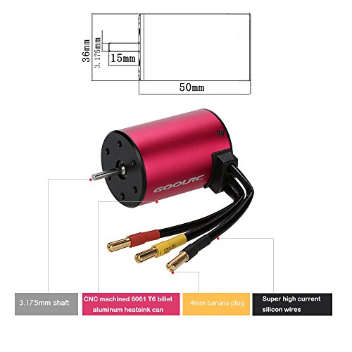 GoolRC Original S3650 3100KV 4 Poles Brushless Sensorless Motor for 1/10 RC Car Truck