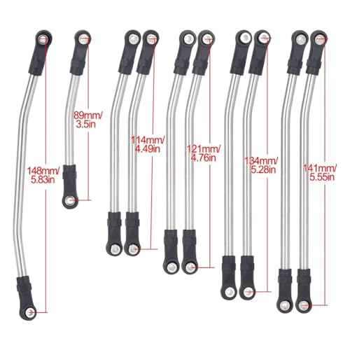 RC Models Parts For Axial For SCX10 II 1/10 90046 313/324mm Metal RC Crawler Car RC Links Upper Lower Linkage For Chassis Link Set With Plastic Rod Ends(313mm) - size: 313mm