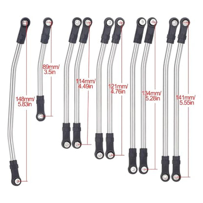 RC Models Parts For Axial For SCX10 II 1/10 90046 313/324mm Metal RC Crawler Car RC Links Upper Lower Linkage For Chassis Link Set With Plastic Rod Ends(313mm) - size: 313mm