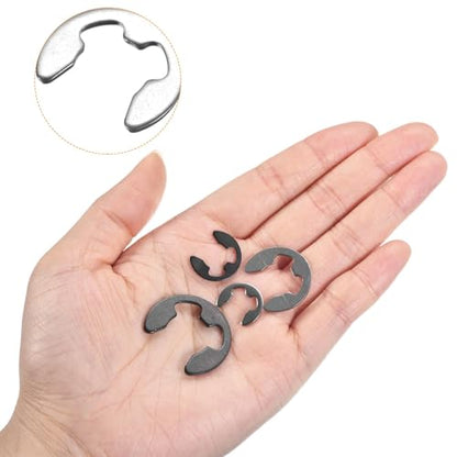 AXK 120PCS 304 Stainless Steel E-Clip Circlip Retaining Ring Assortment Kit, M1.5 to M10 External Shaft Snap Ring Washer Fastener Set