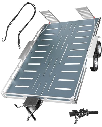 RC Trailer for 1/8 1/10 RC Crawler TRX4 TRX6 Redca t Scout II Gen8 Tamiya Scx10 II D90 Wraith,Aluminum RC Heavy Duty Truck and RC Rock Cars Trailer with RC Trailer Hook Coupler,Titanium - color: (Aluminum Rc Trailer) - Titanium