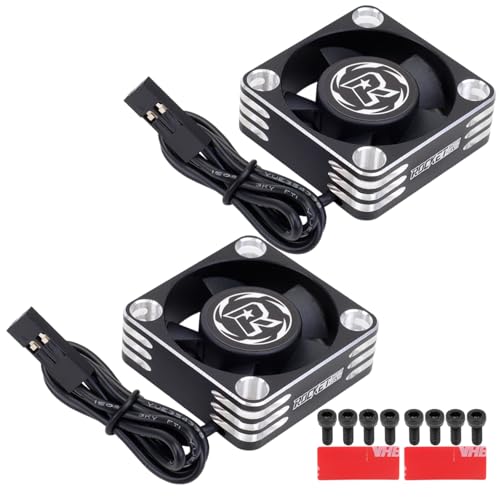 28000RPM RC Motor Heatsink ESC Cooling Fan, 30mm,2 Pack,Black | RC Model Heatsink for 1/8 1/10 1/12 Scale,RC Car,Truck,Buggy Truggy,540 550 Brushless Motor - color: Black