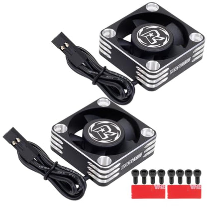 28000RPM RC Motor Heatsink ESC Cooling Fan, 30mm,2 Pack,Black | RC Model Heatsink for 1/8 1/10 1/12 Scale,RC Car,Truck,Buggy Truggy,540 550 Brushless Motor - color: Black