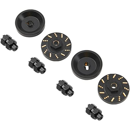 ShareGoo Aluminum Extended 7mm Hex Wheel Hubs & Brass Wheel Hex Adapter Balance Weight Compatible with Axial SCX24 1/24 RC Crawler Car (Black) - color: Black