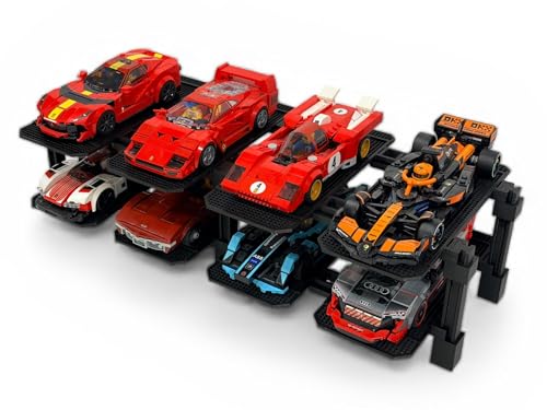 Modular Car Display Stand - Compatible with Lego Speed Champions (6 & 8 stud Wide Models) (2 high x 4 wide (8 Car)) - size: 2 high x 4 wide (8 Car)