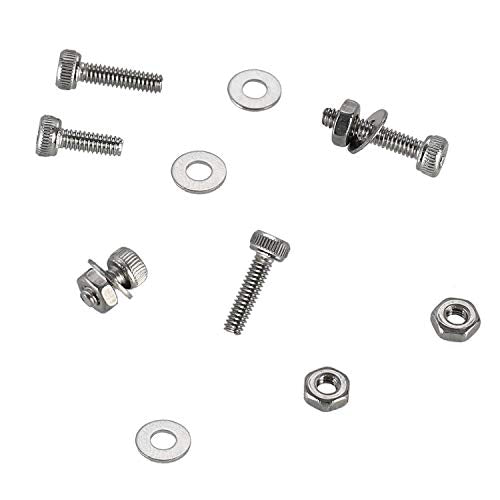 410Pcs Tiny Hex Socket Head Cap Screws Bolts, 304 Stainless Steel M2 x 4/6/8/10/12/16/20mm, Micro Allen Head Machine Screws, Nuts and Washers Kit with Hex Wrench, Fully Threaded Pitch: 0.4mm - color: Silver-410Pcs M2 Socket Cap Head Screw-304