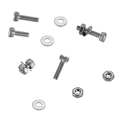410Pcs Tiny Hex Socket Head Cap Screws Bolts, 304 Stainless Steel M2 x 4/6/8/10/12/16/20mm, Micro Allen Head Machine Screws, Nuts and Washers Kit with Hex Wrench, Fully Threaded Pitch: 0.4mm - color: Silver-410Pcs M2 Socket Cap Head Screw-304