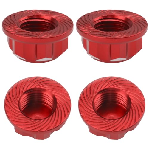 17mm Hex Wheel Nuts Adapter Dustproof Caps 1.25 Thread Compatible with Traxxas X-Maxx Summit E-Revo HPI HSP Losi Kyosho Tamiya Himoto 1/8 RC Buggy Car (Red) - color: Red
