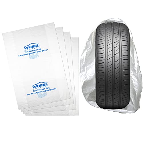 WHEEL CONNECT Tire Storage Bags. Made of Polyethylene LDPE Plastic, Large 38”X42”H, White, Pack of 4pcs. L. - color: Large-Pack of 4pcs