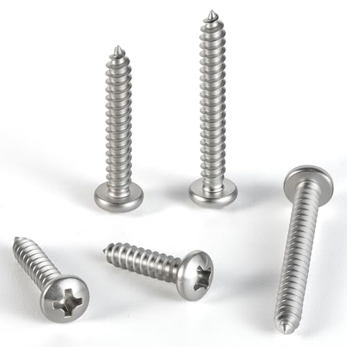 #6 x 1/2" Pan Head Wood Screws, Phillips Drive,304 Stainless Steel, 120 Pack - size: #6 x 1/2"