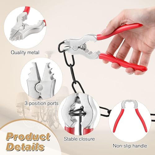 2 Pcs Chain Pliers, 7 Inch Fixture Link Pliers, Malleable Iron Chain Pincers, Opener Closer Remover Pincers, Light Link Tool with Rubber Grip for Chandelier Shackle Light Fixture Accessories, Red
