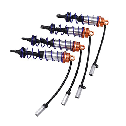 RC Damper, Aluminum Alloy Oil Adjustable Front Rear Shocks with High Elasticity Spring 4PCS for 1/8 Scale RC Crawler Truck Truggy Off-Road Racing and Hobbyist Use - color: Orange