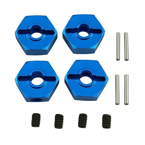 12mm Wheel Hex Set for Losi 1/18 Mini LMT 4X4 Brushed Monster Truck (Blue) | Aluminum,Front,Rear,Wheel Hexes,Pins,RC Car,Upgrade Parts,LOS01026,LOS212050,CNC Machined,High Strength - color: Blue