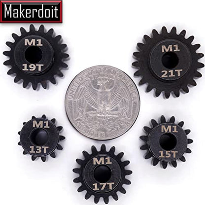 Mod 1 Pinion Gear 5mm 13T 15T 17T 19T 21T Mod1 M1 Pinion Gear 5mm Shaft - size: 13T 15T 17T 19T 21T